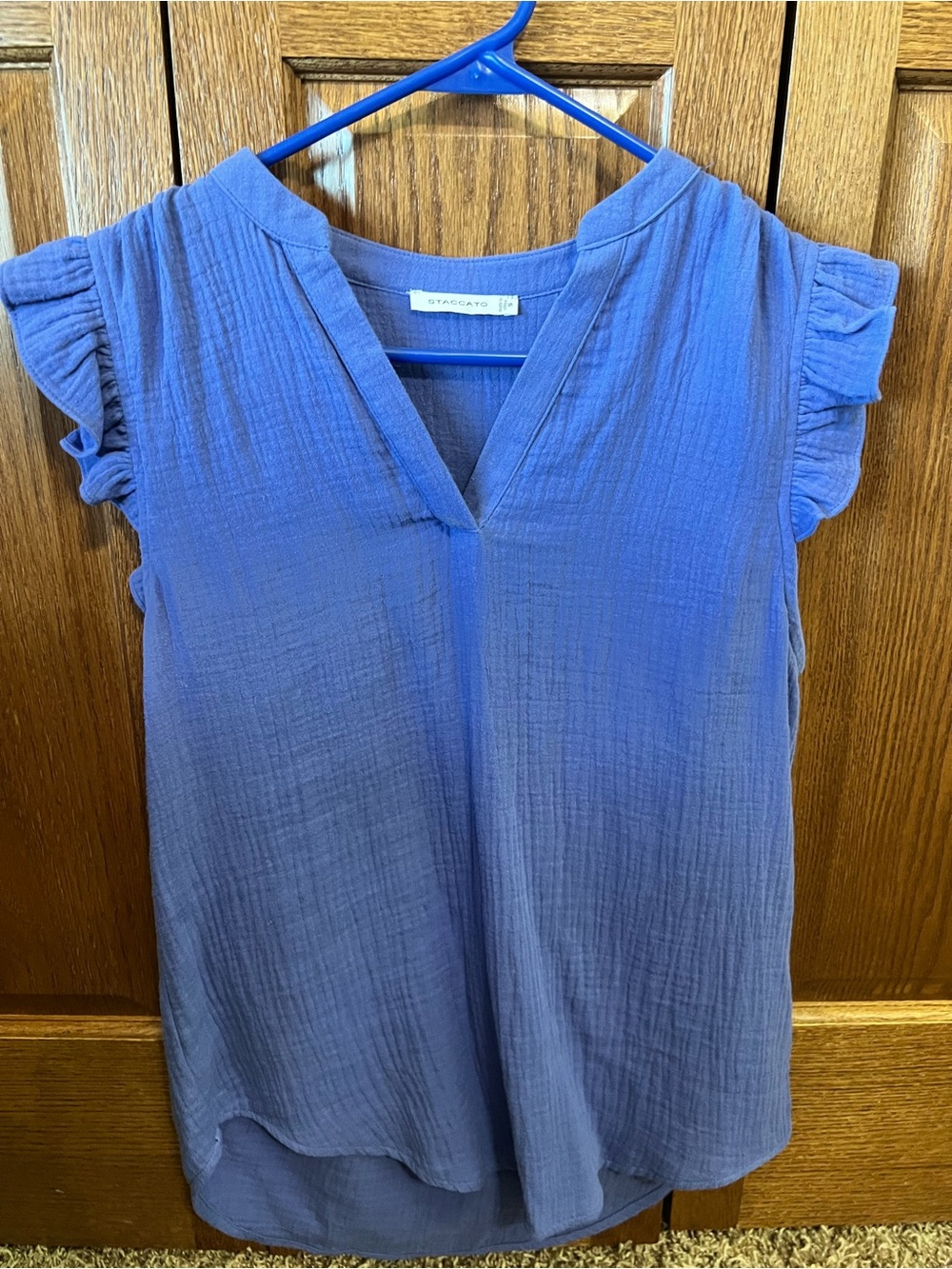 Staccato Periwinkle V-Neck Ruffle Sleeve Blouse